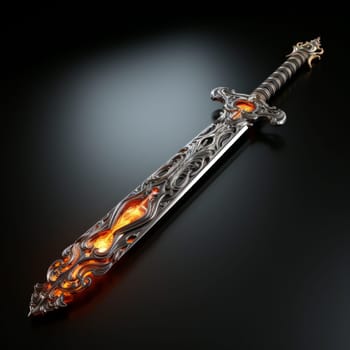 Magical Sword 3D Illustration. Mystical Graphic Asset isolated. Ai generated