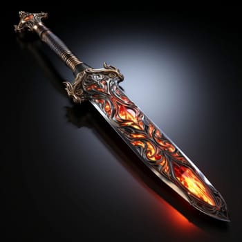 Magical Sword 3D Illustration. Mystical Graphic Asset isolated. Ai generated