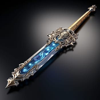 Magical Sword 3D Illustration. Mystical Graphic Asset isolated. Ai generated