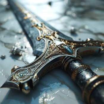 Magical Sword 3D Illustration. Mystical Graphic Asset isolated. Ai generated