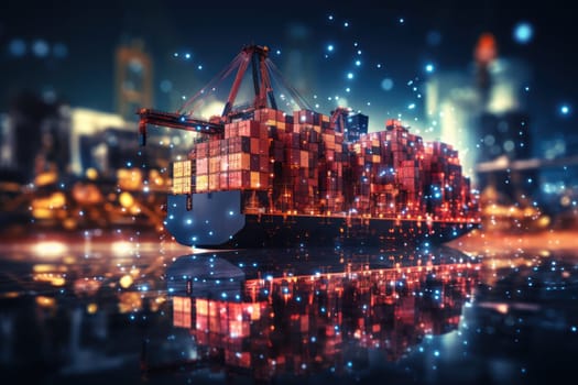 Global business logistics import export and container cargo freight ship, generative AI.