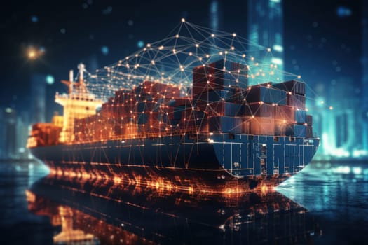 Global business logistics import export and container cargo freight ship, generative AI.