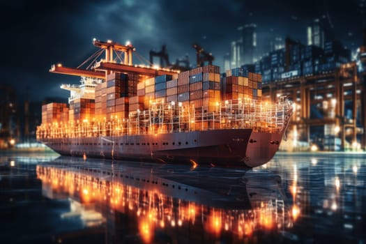 Global business logistics import export and container cargo freight ship, generative AI.