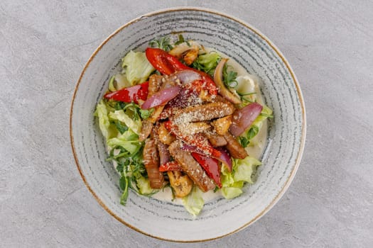 Veal salad on a stone background studio food photo 3