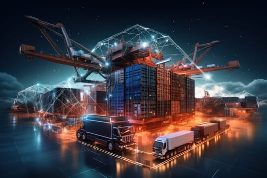 Global business logistics import export and container cargo freight ship, generative AI.