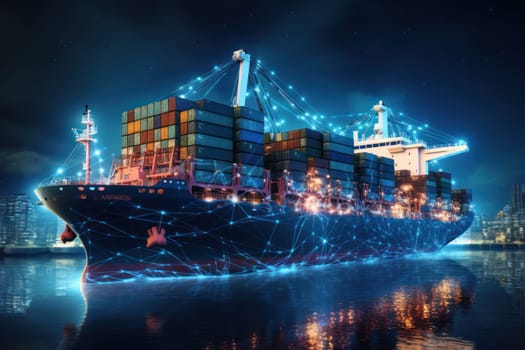 Global business logistics import export and container cargo freight ship, generative AI.