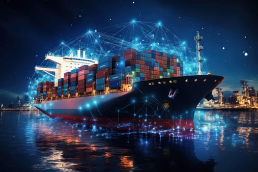 Global business logistics import export and container cargo freight ship, generative AI.