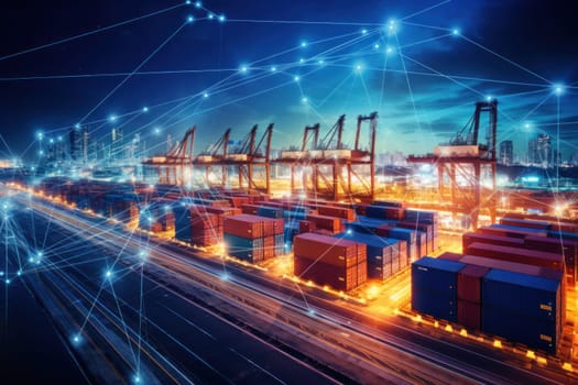 Global business logistics import export and container cargo freight ship, generative AI.