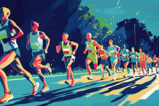 Colorful Running marathon poster, sport and activity background, colorful banner design illustration.