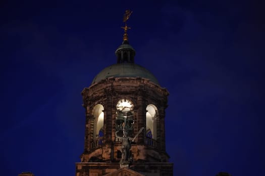 The City Hall of Amsterdam by night view
