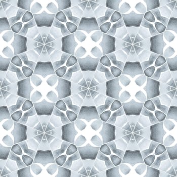 Hand painted tiled watercolor border. Black and white noteworthy boho chic summer design. Textile ready unique print, swimwear fabric, wallpaper, wrapping. Tiled watercolor background.