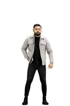 A man, full-length, on a white background.