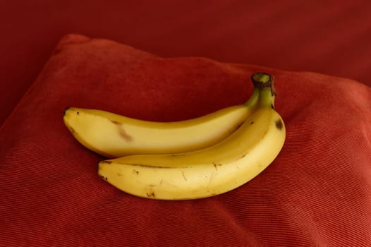 Beautiful fresh yellow banana on the table. Healthy food - fruit for a snack.