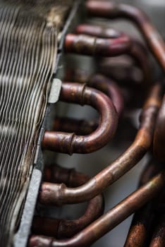 Air conditioning service, repair & maintenance concept. closeup at an indoor unit coil.