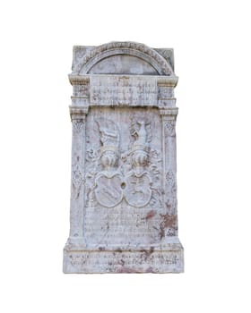 a Germanic carved stone stele from the medieval era on a transparent background