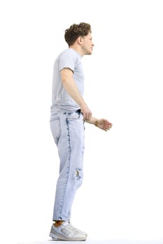 A man, full-length, on a white background.