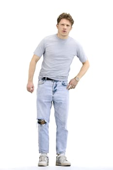 A man, full-length, on a white background.