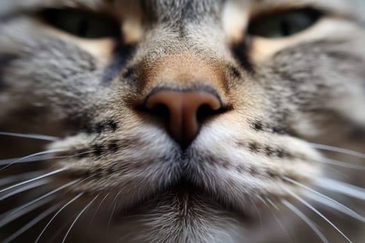 Closeup photo of a cute pink cat's nose and face. ai generated