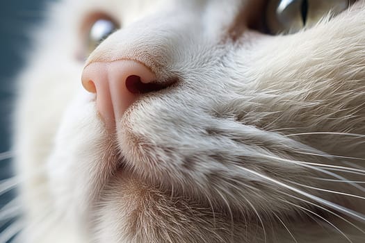 Closeup photo of a cute pink cat's nose and face. ai generated