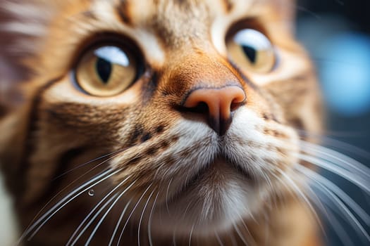 Closeup photo of a cute pink cat's nose and face. ai generated