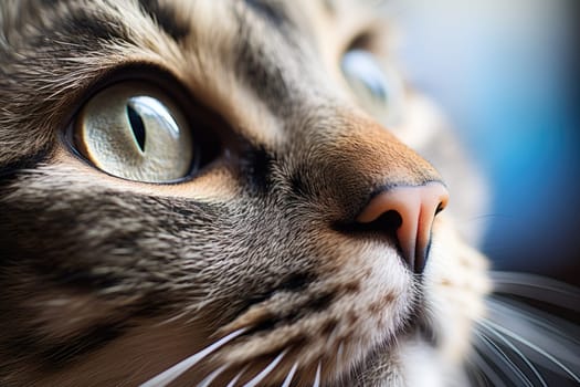 Closeup photo of a cute pink cat's nose and face. ai generated