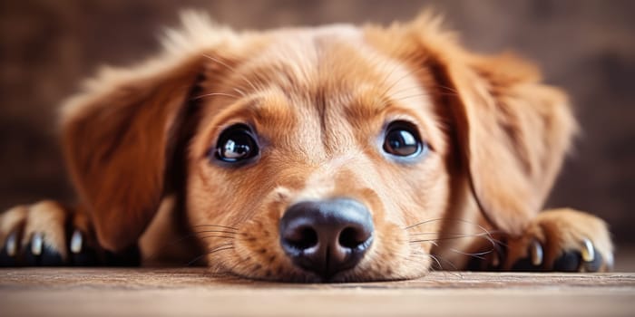 Closeup photo of a cute dog face and nose. ai generated