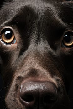 Closeup photo of a cute dog face and nose. ai generated