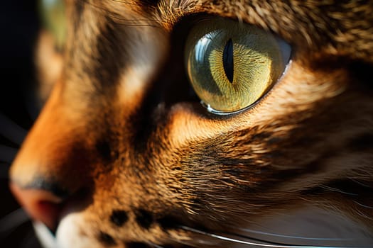 Closeup photo of a cute pink cat's eye and face. ai generated