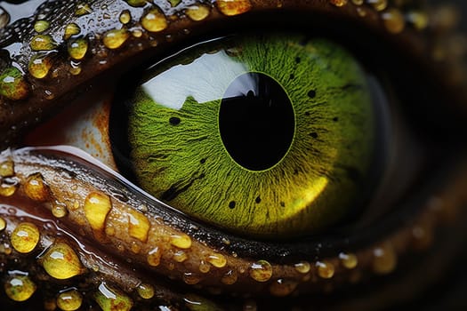Closeup shot of a frog eye. ai generated