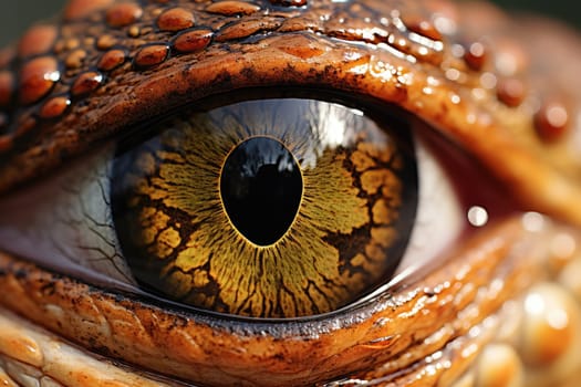 Closeup shot of a frog eye. ai generated