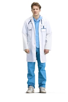 Doctor, full-length, on a white background.