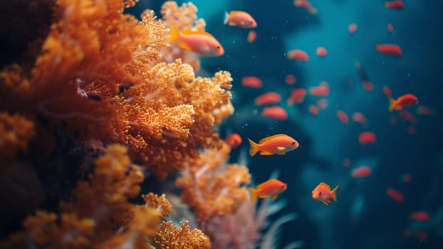 A group of small fish swimming in a coral reef