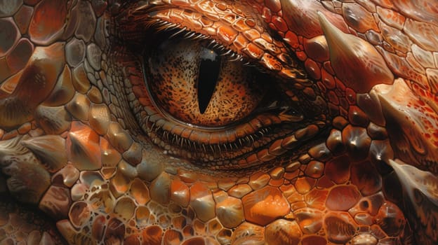 A close up of a dragon's eye with many colors