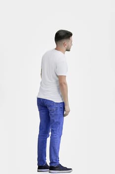 A man, full-length, on a white background.