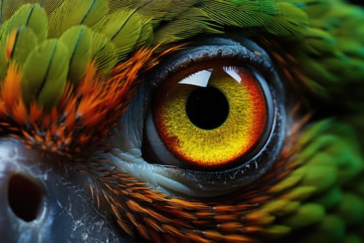 Macro or Close up of an eye of a Parrot. ai generated