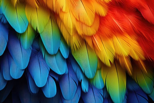 Close up of parrot feathers, texture. ai generated