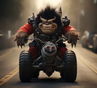 Deadly races and crazy racers monsters on bikes while racing in the city streets in the evening time