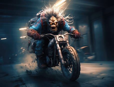 Deadly races and crazy racers monsters on bikes while racing in the city streets in the evening time