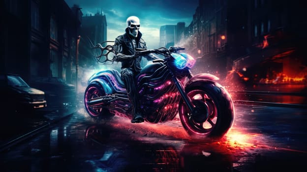 Deadly races and crazy racers monsters on bikes while racing in the city streets in the evening time