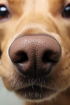 Closeup photo of a cute dog face and nose. ai generated