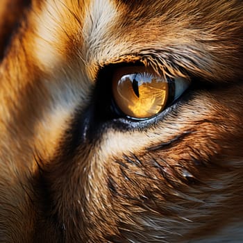 Closeup of a lion eye and face. ai generated