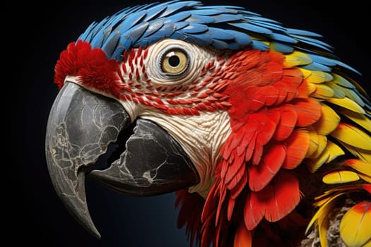 Close up of colorful parrot head. ai generated