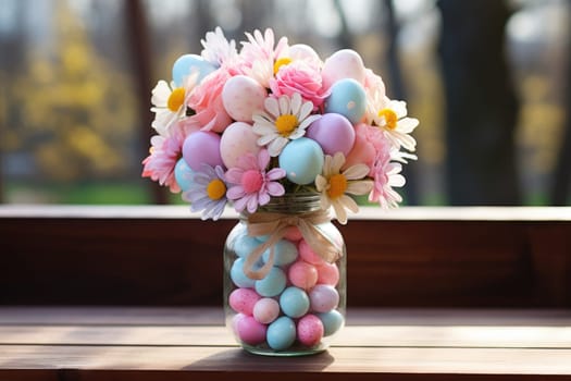 sweet food floral spring nature design for the holiday season. edible easter bouquet with ribbon, gift idea. ai generated