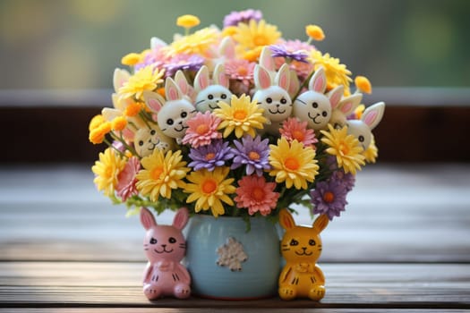 sweet food floral spring nature design for the holiday season. edible easter bouquet with ribbon, gift idea. ai generated