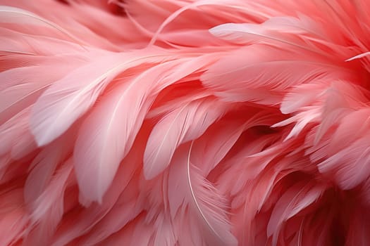 Beautiful pink flamingo feathers, texture. ai generated