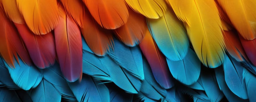 Close up of parrot feathers, texture. ai generated