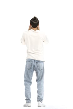 A man, full-length, on a white background.