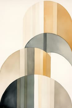 Sleek minimalist watercolor print in Nordic design. Abstract art. Muted colors. Perfect for modern interiors, contemporary spaces. Scandinavian style. Geometric shapes. Vertical format. Generative AI