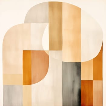 Elegant watercolor composition blending Nordic minimalism with geometric and organic shapes in a soothing palette of neutral and earth tones, ideal for modern decor and calming spaces. Generative AI