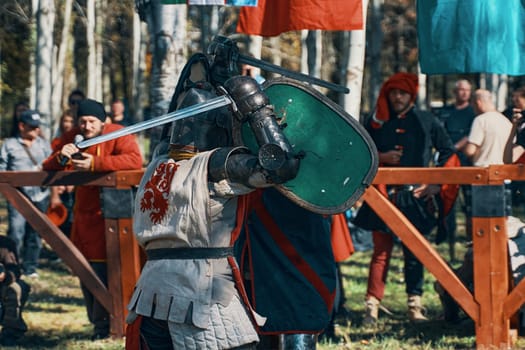 Festival of medieval culture. Reconstruction of medieval jousting tournaments. Bishkek, Kyrgyzstan - October 13, 2019